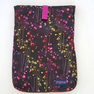 JANSPORT PADDED COMPUTER COVER/SLEEVE FLORAL BLACK PINK